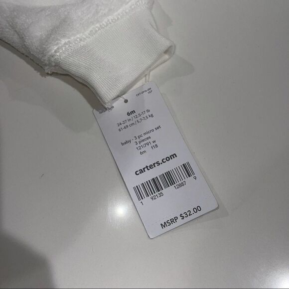 4/$25 - NWT Carter’s White Soft Fleece Hooded Full Zip Sweatshirt with Bear Ears - Picture 4 of 6